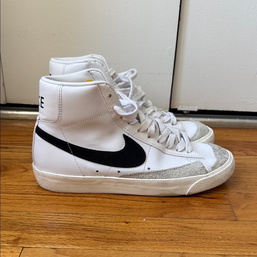 Nike White and Black High-Top Sneakers
